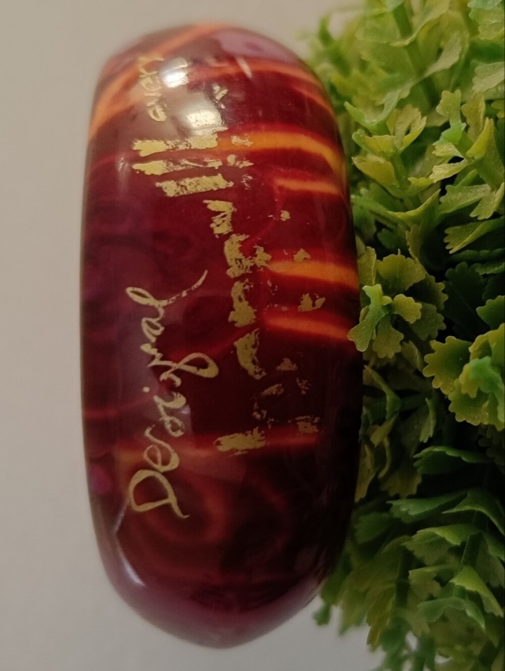 Desigual Red Purple Asymmetrical Marbled Lucite Bangle Bracelet Gold Accents